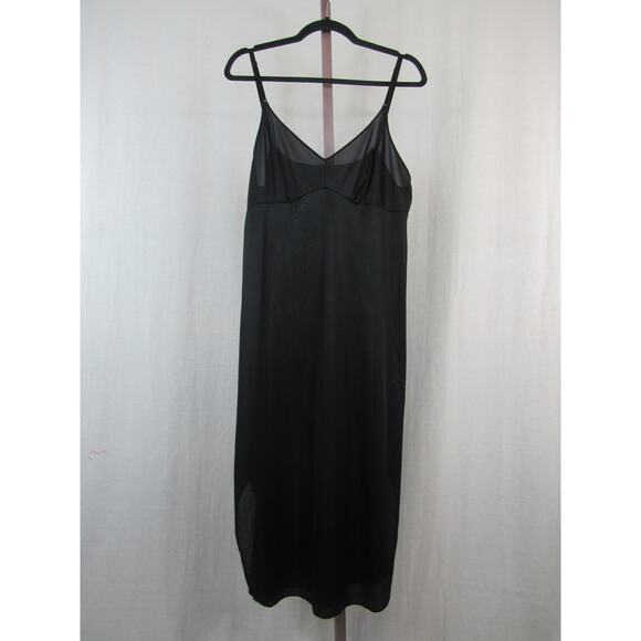 Vintage Black Slip Gossard Artemis 60s/70s Tank Dress Black Semi Sheer Cutouts - Picture 1 of 6